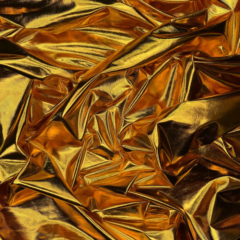 Mirror Foil Lycra Spandex 4 Way Stretch Fabric - Metallic Gold