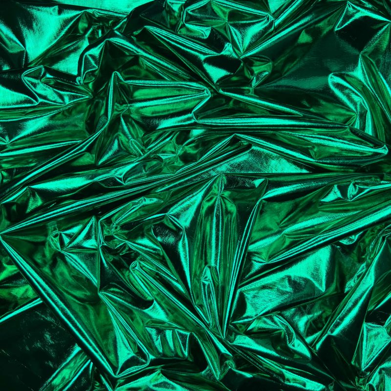 Mirror Foil Lycra Spandex 4 Way Stretch Fabric - Metallic Green