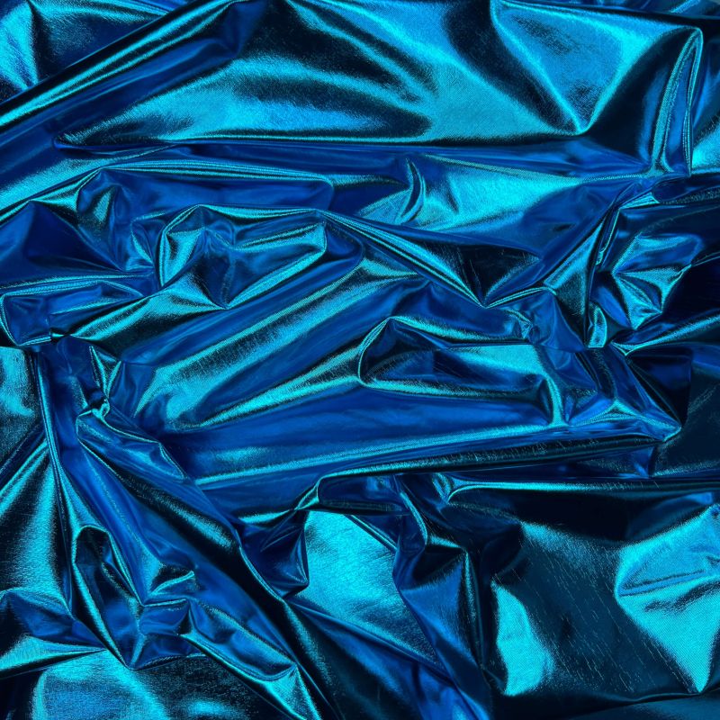 Mirror Foil Lycra Spandex 4 Way Stretch Fabric - Metallic Kingfisher