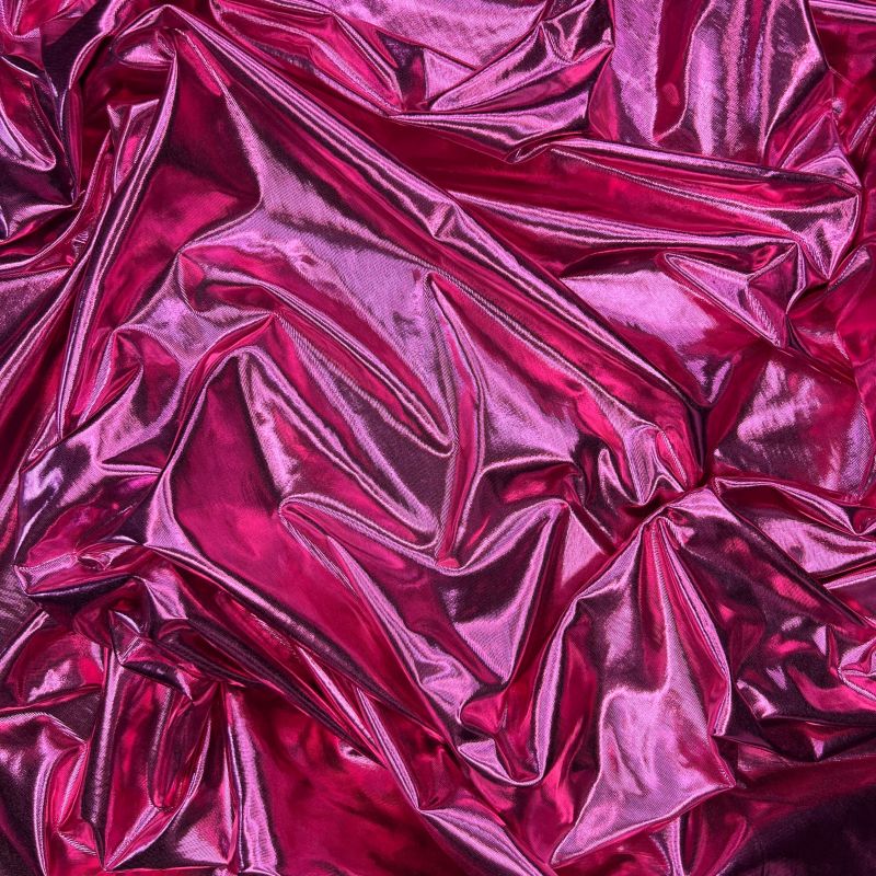 Mirror Foil Lycra Spandex 4 Way Stretch Fabric - Metallic Candy Pink