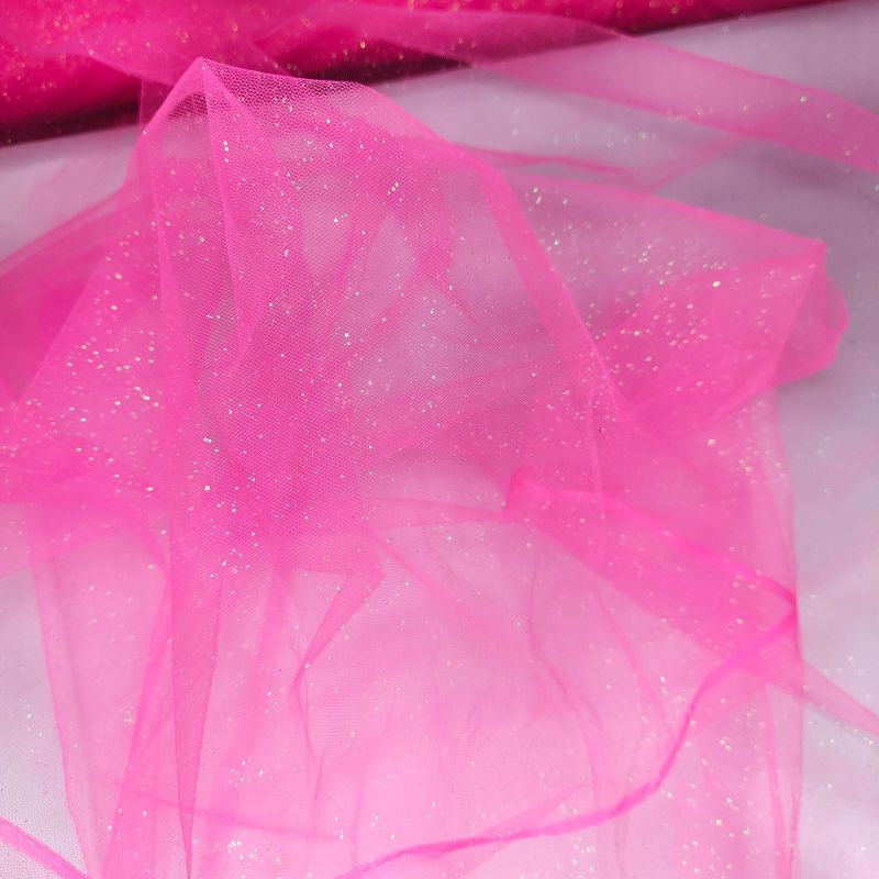 Holographic Glitter Dress Net - Flo Pink