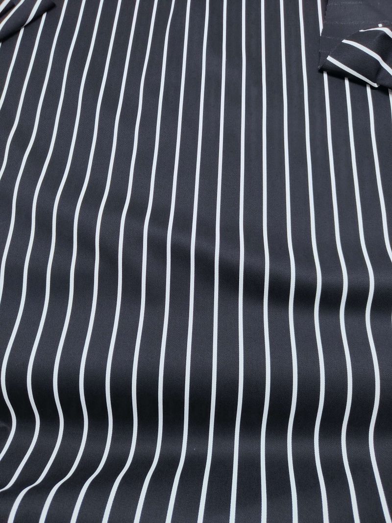 Pure Cotton Black White Thin Stripe Fabric 150cm Wide