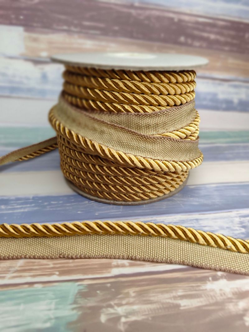 Shiny Flanged Thick Piping Cord 9mm - Gold - 407