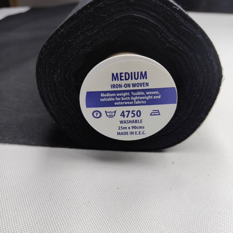 4750 Medium Iron On Woven Cotton - Charcoal 90cm