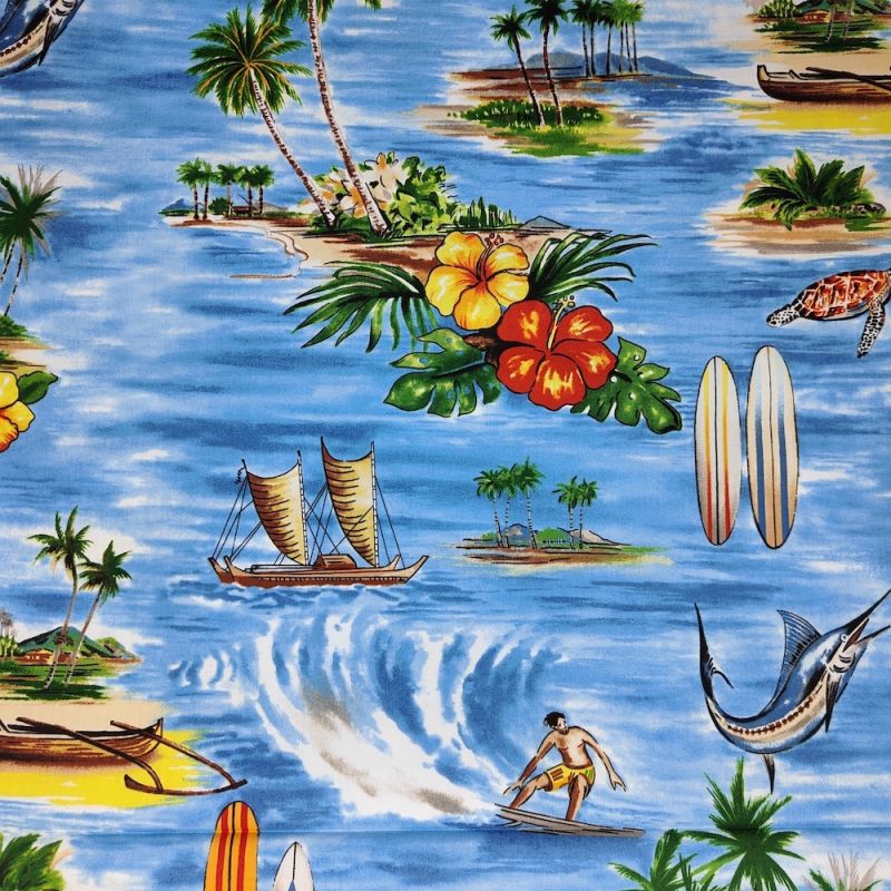 100% Cotton Print Fabric - Hawaii Sky Blue