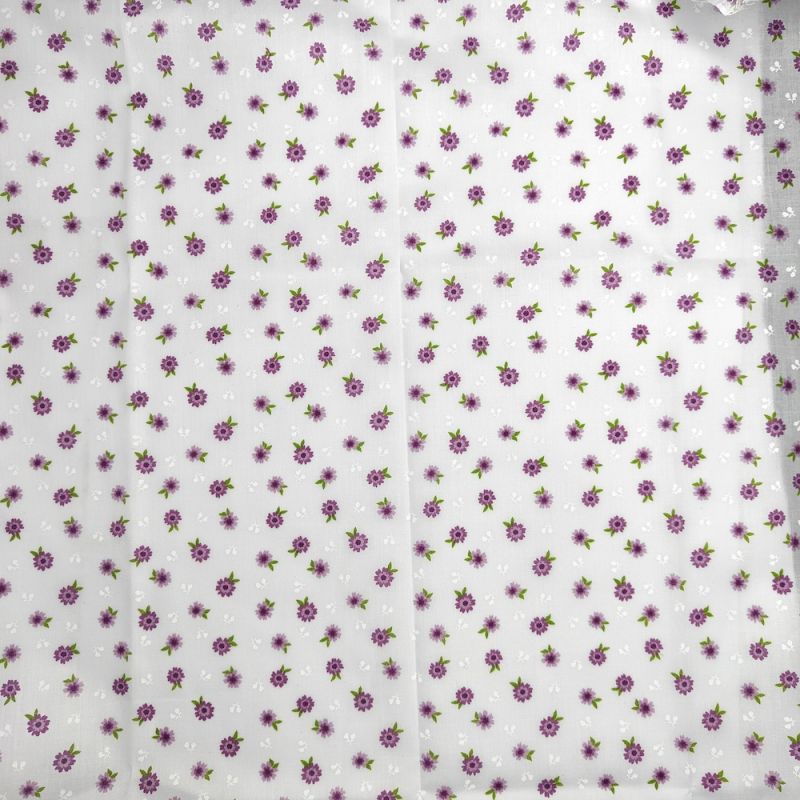 Printed Polycotton Fabric - Small Flowers Lilac