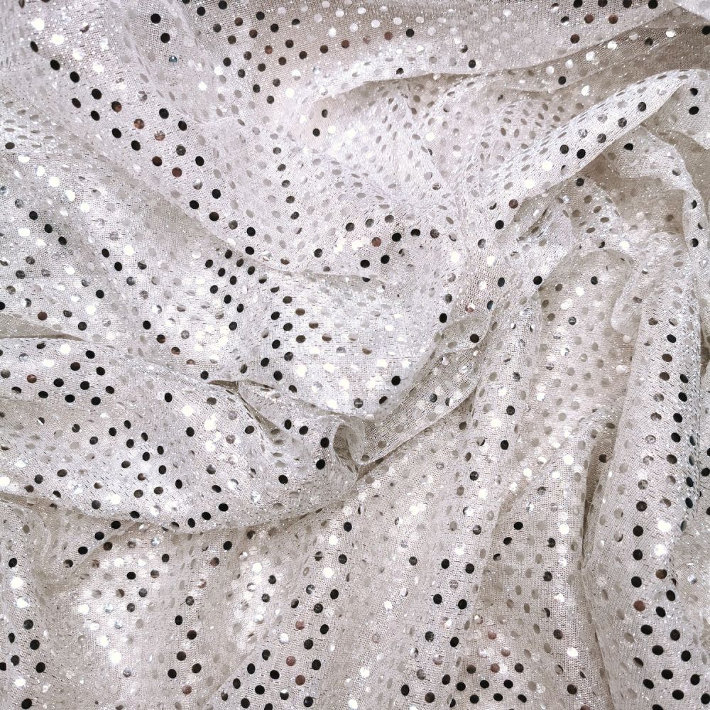 3mm Sequin Mesh Fabric - Silver on Silver