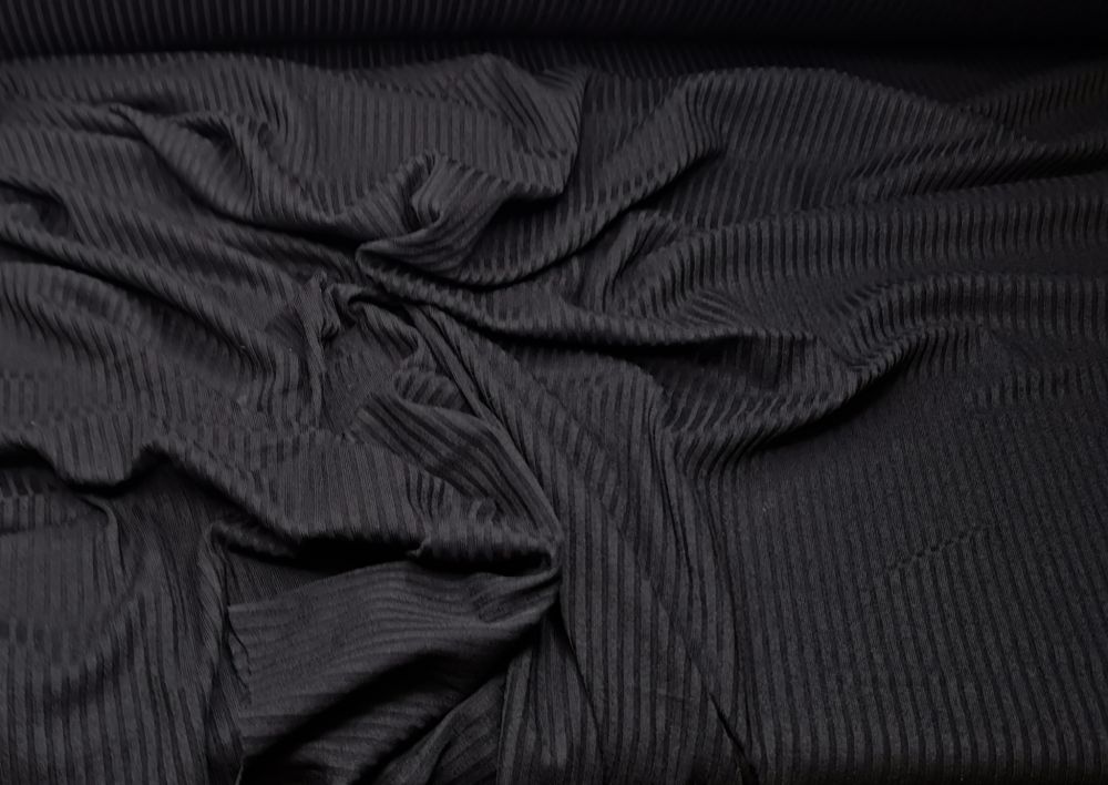 Knitted Ribbed Jersey Fabric Black 160cm