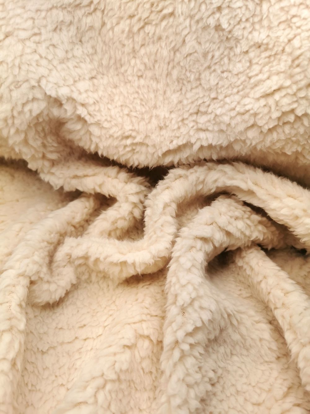 Cream Lambswool Sherpa Fabric Soft Fleece