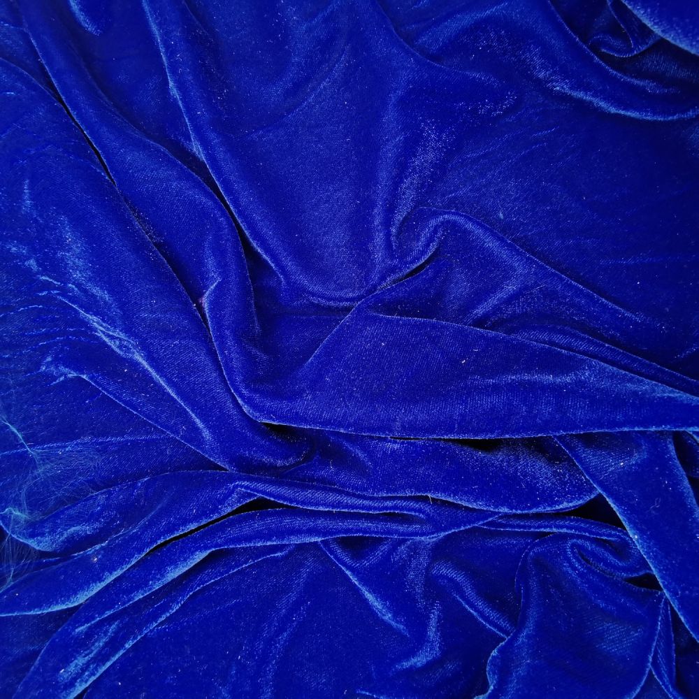 Royal Blue Premium 100% Cotton Velvet Fabric Material - 112cm (44) wide