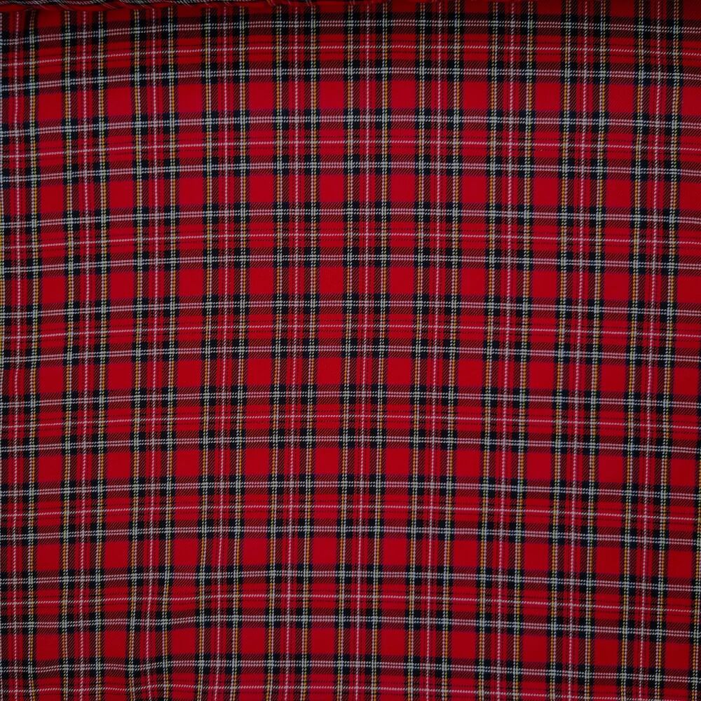 Tartan Fabric Poly Viscose - Royal Stewart Small Checks