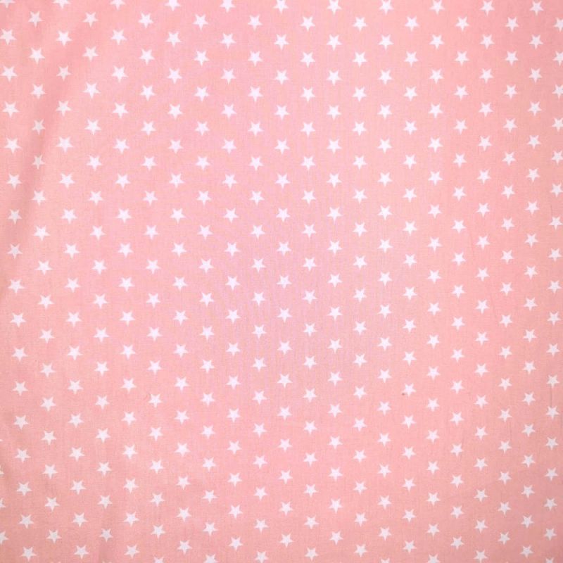 100% Cotton Fabric Petit Stars - Pink with White Stars