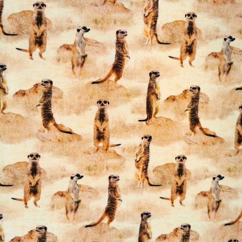100% Cotton Print Fabric African Safari - Meerkat