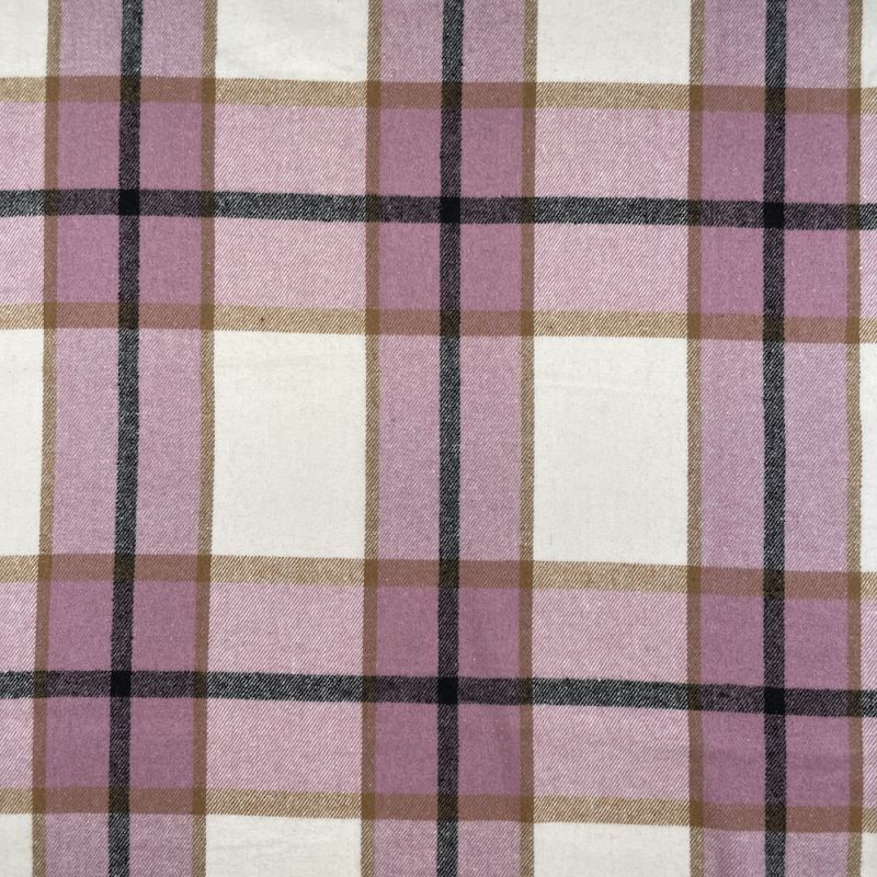 Islay Collection Fabric - Wool Effect Brushed Tartan - Rose