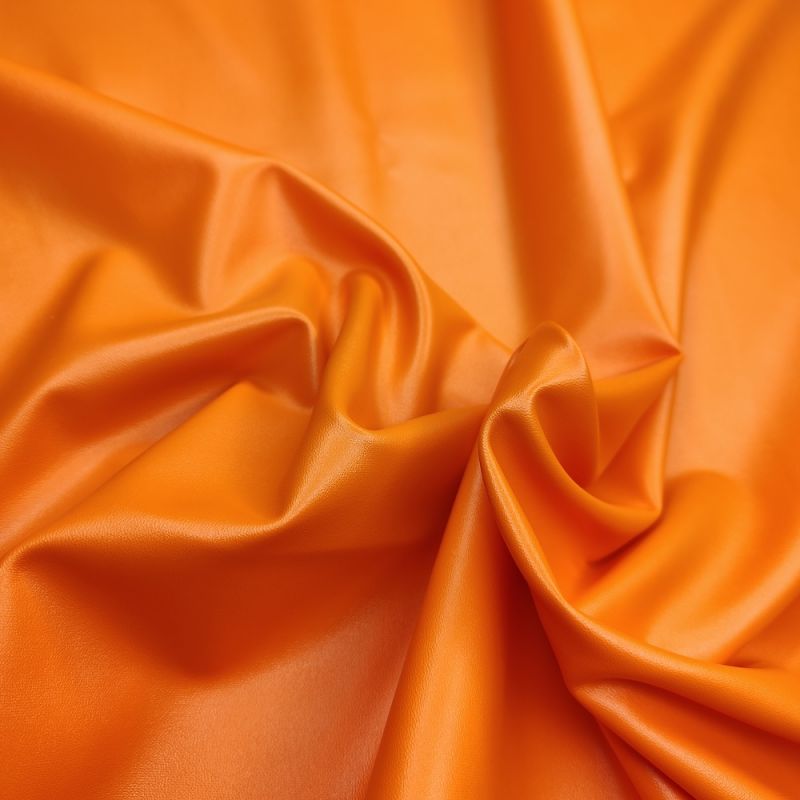 Matt Leather Look Fabric - Orange