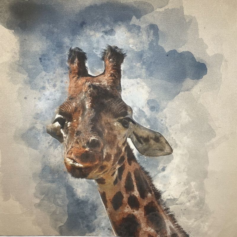 100% Cotton Canvas Look Art Panel - Giraffe