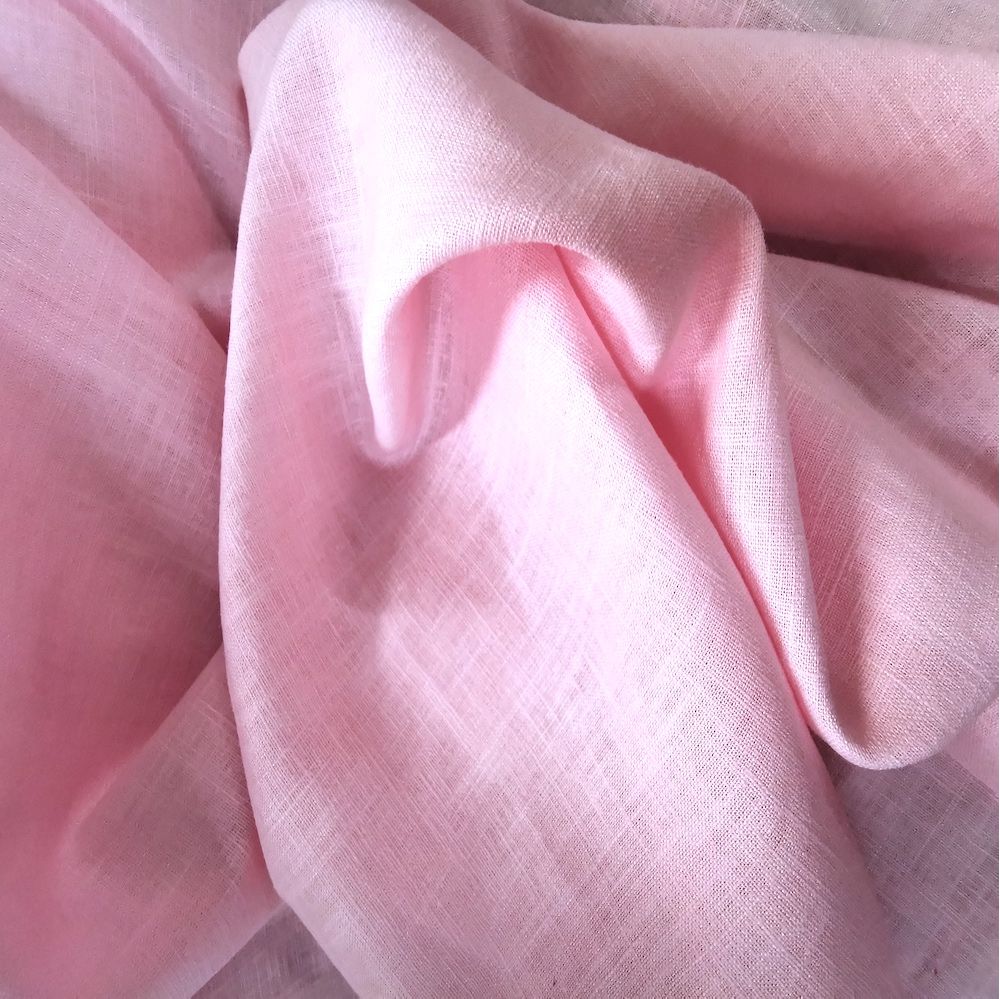 100% Linen Fabric - Baby Pink