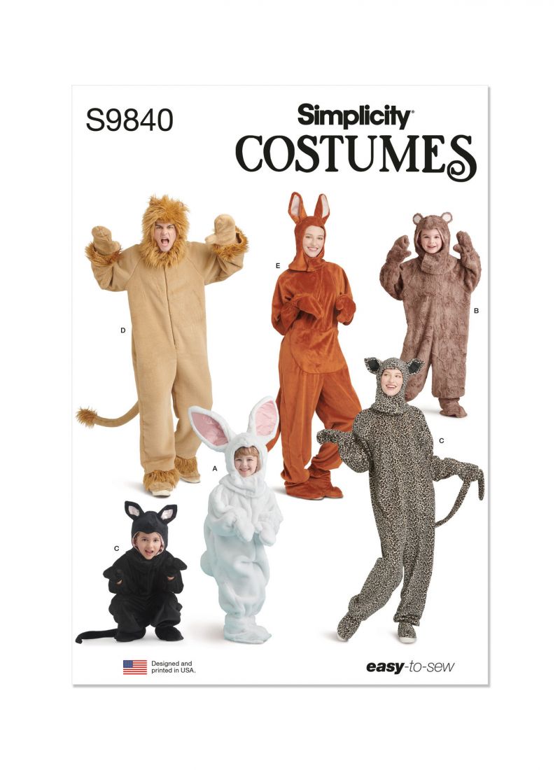 Simplicity S9840 AA - Childrens and Adults Animal Costumes