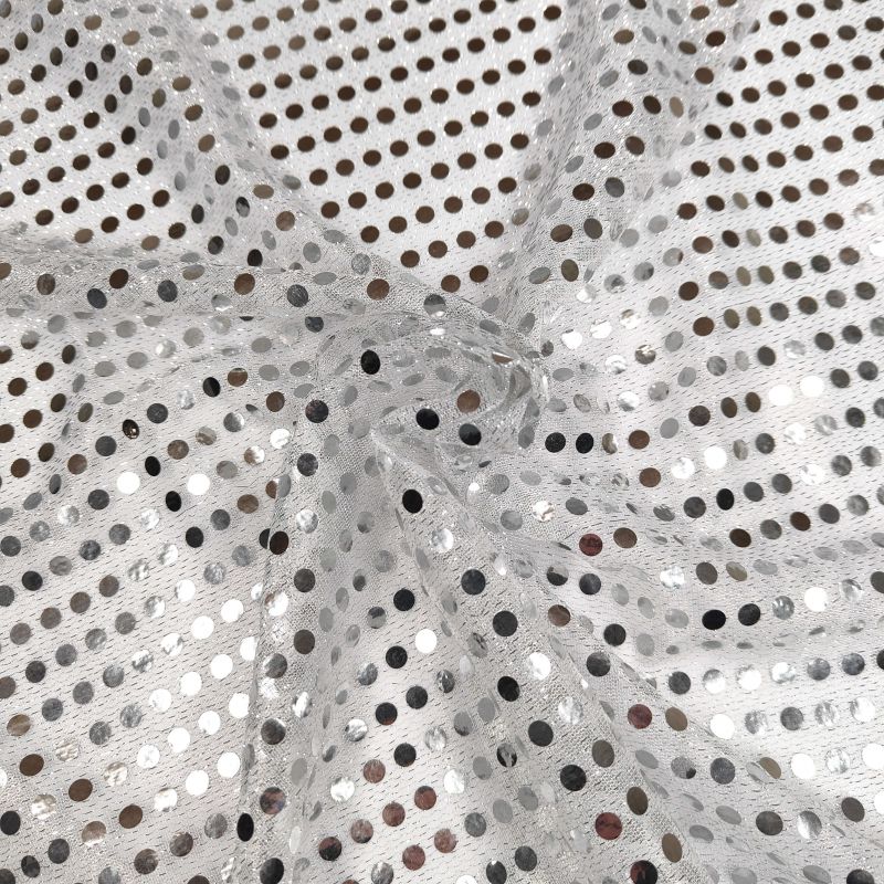6mm Sequin Mesh Fabric - Silver on Silver