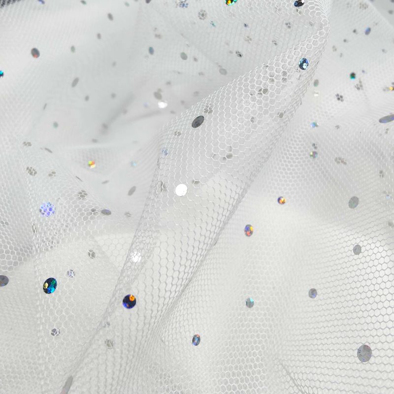 Holographic Spangle Tulle Dress Net - White