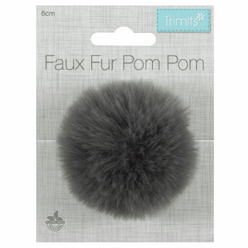 Pom Pom Faux Fur - 6cm Grey