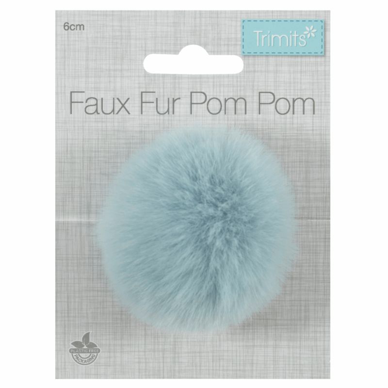 Pom Pom Faux Fur - 6cm Light Blue