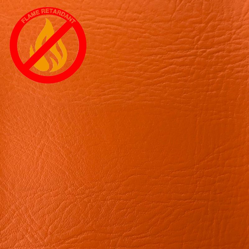 Fire Retardant Leatherette Leather Faux Fabric - Orange