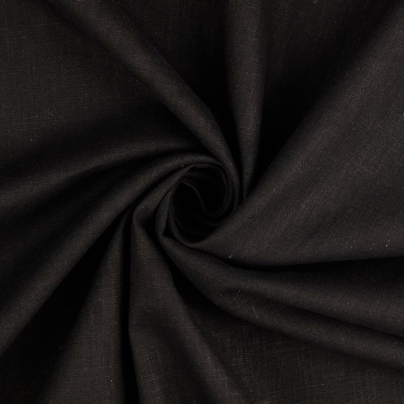 100% Washed Linen Fabric - Black