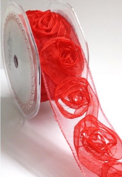 Berties Bows - 38mm Rosettes - Red 3m Roll
