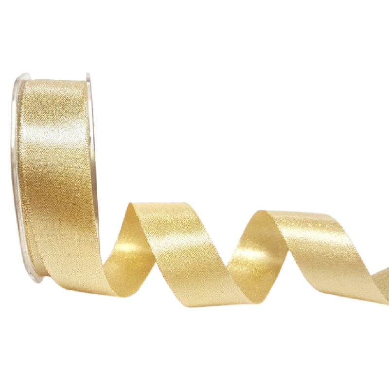 Berties Bows - Metallic Satin Sparkle Ribbon - Gold 25mm