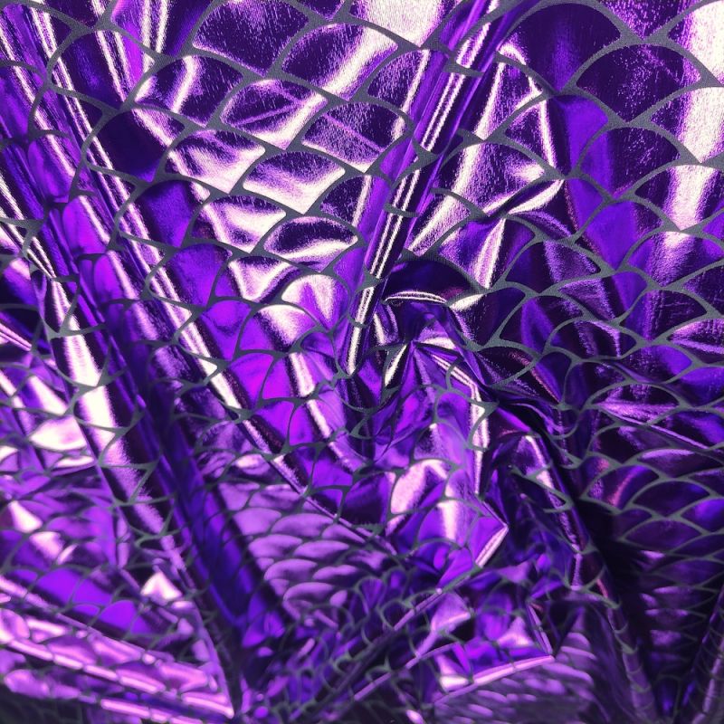 Poly Eleastine Fabric - Fish Scale Foil - Metallic Purple