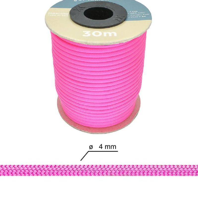 Polyamide Paracord Cord 4mm - Neon Pink