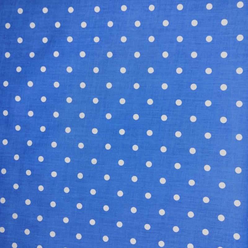 Printed Polycotton Fabric - Pea Size Spots  - Royal Blue with White