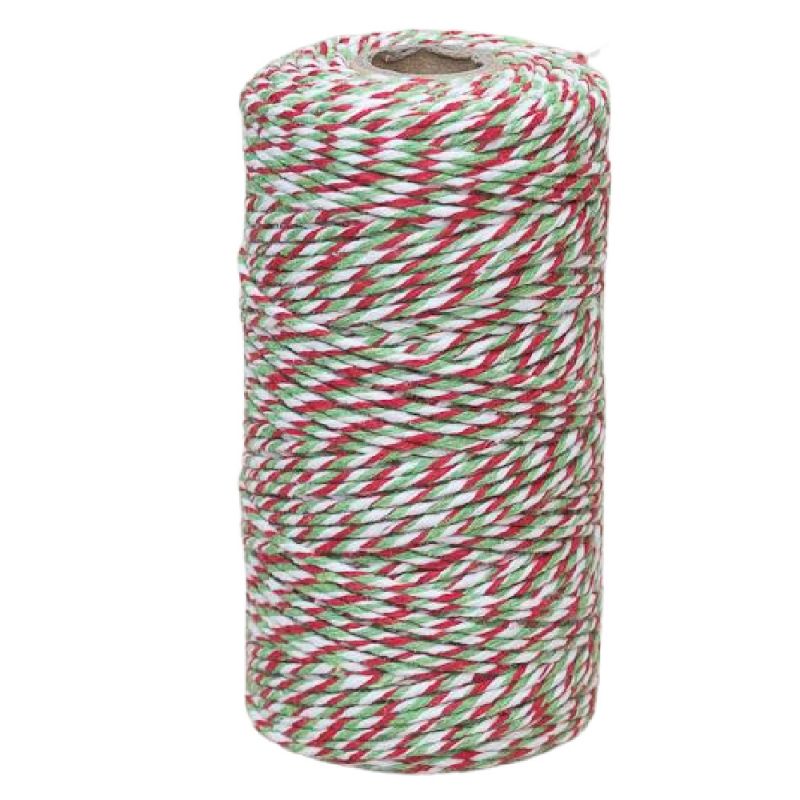 Habicraft Bakers Twine 2mm x 100m - Red, Green & White