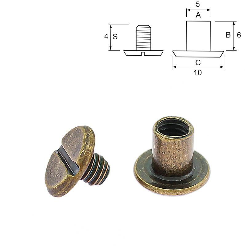 Steel Screw Post 6 mm - Antique Brass