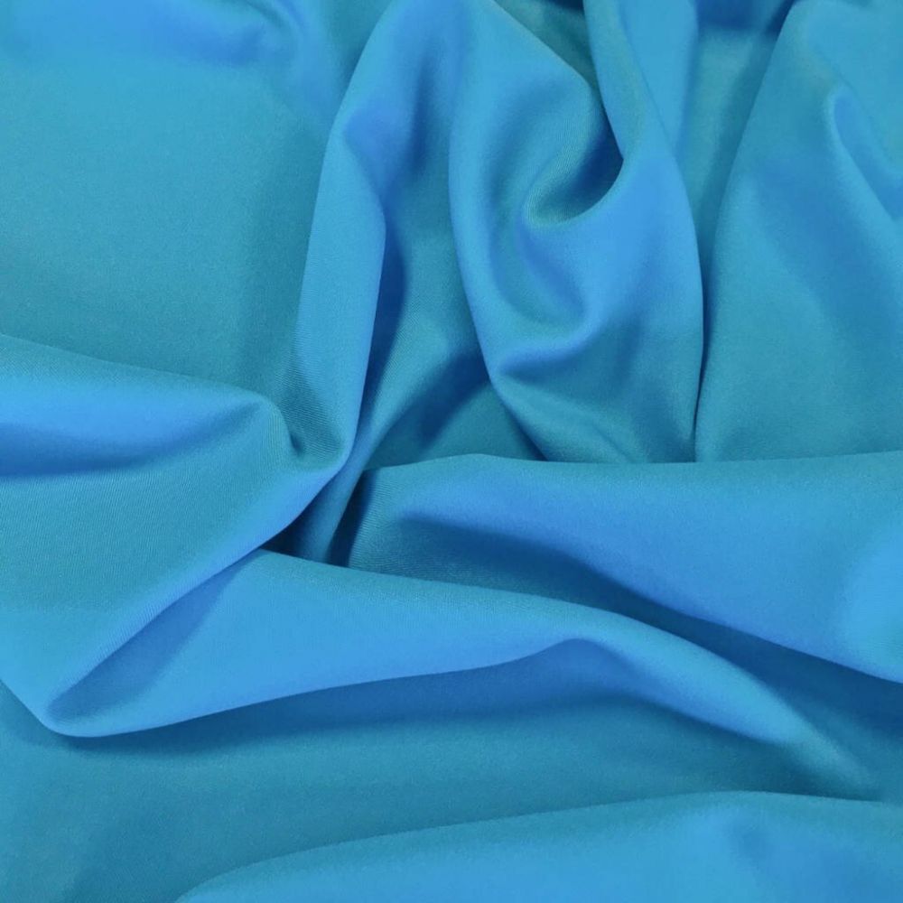 Turquoise Polyester Bi-Stretch Suiting Dress Fabric