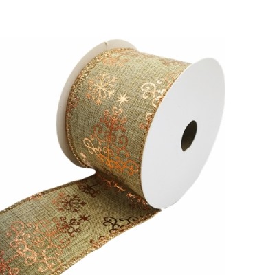 Wired Hessian Wired Hessian Trees Natural / Gold 63mm **FULL ROLL**