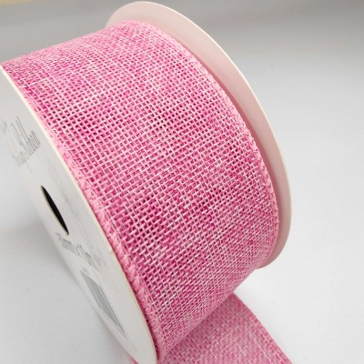 Jute Ribbon Wired Edge - 50mm Pink **FULL ROL