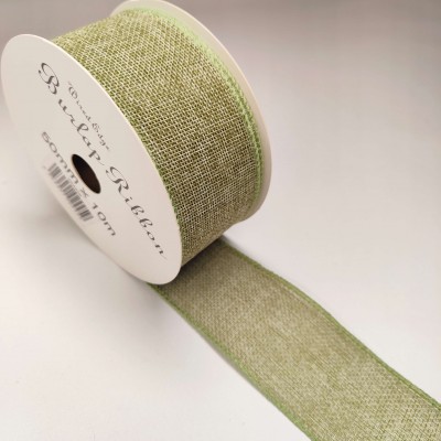 Jute Ribbon Wired Edge - 50mm Olive Green **FULL ROLL**