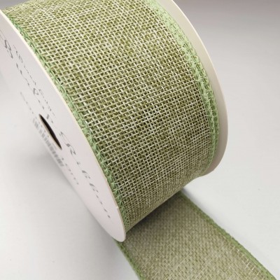 Jute Ribbon Wired Edge - 50mm Olive Green **F