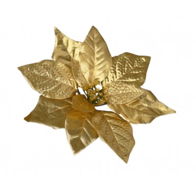 Christmas Poinsettia Head 17cm - Gold