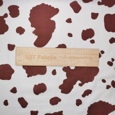 Polycotton Printed Fabric Cow - Brown