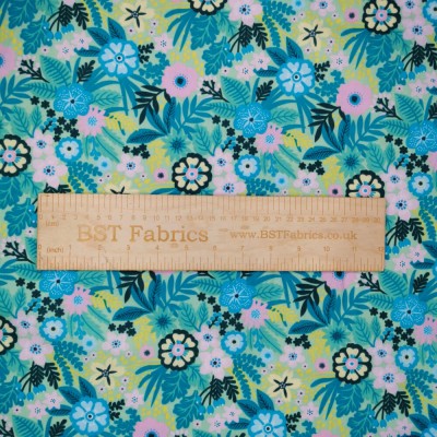Polycotton Printed Fabric Floral Fields - Sag