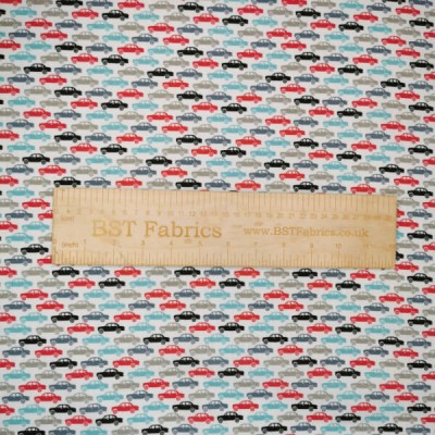 Polycotton Printed Fabric White with Multi Co