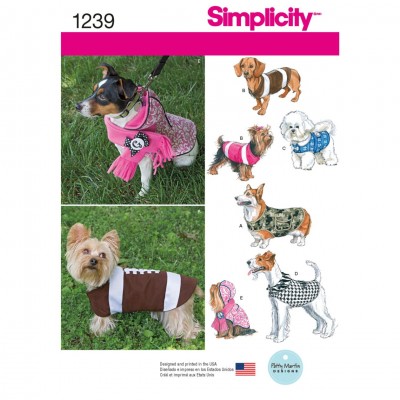 Simplicity S1239 A - Sewing Pattern Dog Coats in Three Sizes