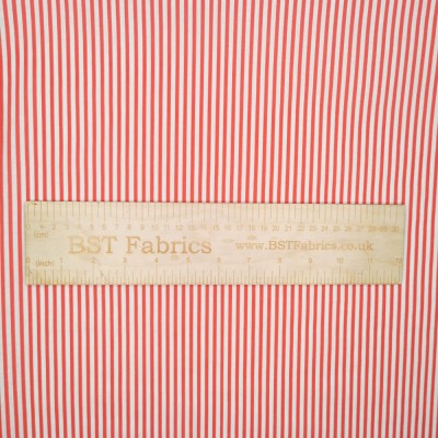 Printed Polycotton Fabric Thin Stripe - Red w