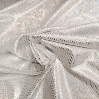 Foil White with Silver Holo Dots Poly Spandex