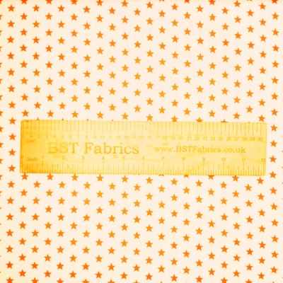 100% Cotton Fabric - Mini Stars Orange on Whi
