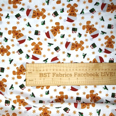 Christmas Polycotton Fabric - Little Gingerbr