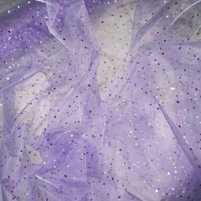 Diamante Sequin Voile - Lilac with Purple Hol